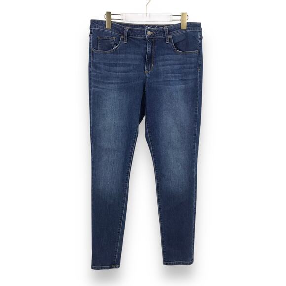 Universal Thread Mid-Rise Skinny Jeans 14/32R Whiskered Cotton Blend Pocket Blue - Picture 1 of 6